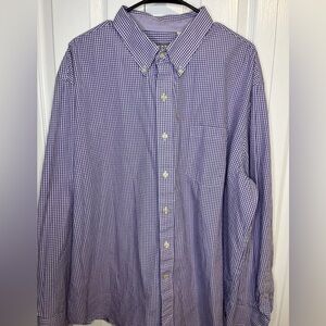 Izod Mens Long Sleeve Shirt Size 2xl Purple Gingham